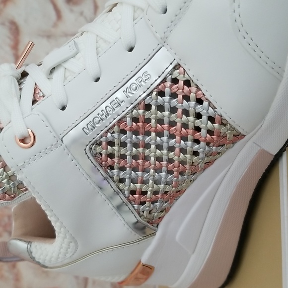 New Michael Kors Georgie Wedge Sneakers - Picture 8 of 10